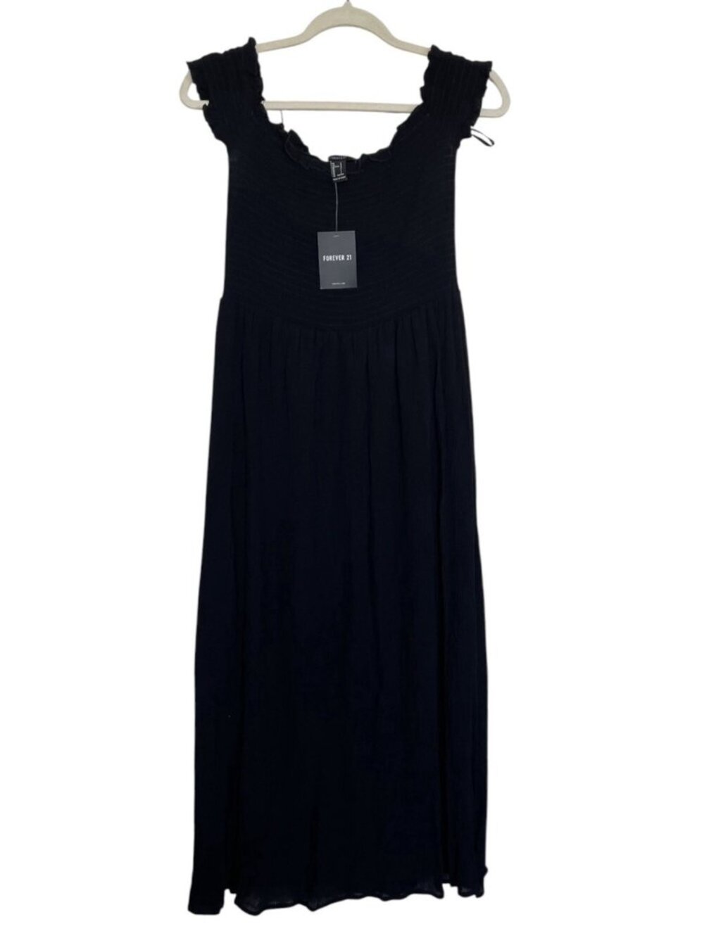 Forever 21 XXI Dress Womens Size Large Black Smocked Lined